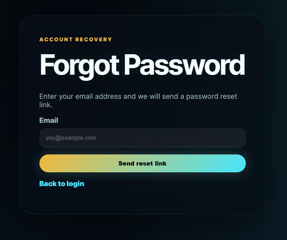 1. Open the Forgot Password page